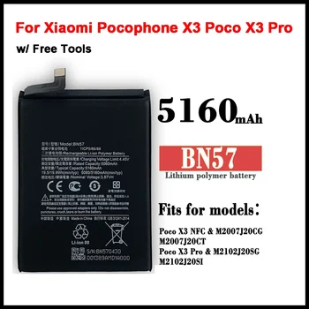  BN57 5160mAh Telefoni Aku POCO Pocophone X3 Poco X3 Pro Xiaomi Asendamise Patareid + Tööriistad