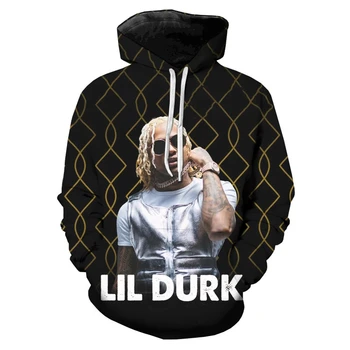 Räppar Lil Durk 3D Print Hupparit, Meeste Riided Laulja Fännid Graafiline Sviitrid Hip-Hop Streetwear Naiste Pullover, Poiss, Mees Peal