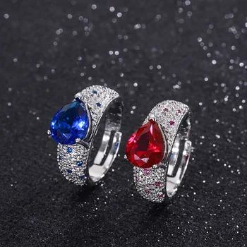 Klassikaline Pisar Sapphire Ruby Ring Naiste Reguleeritav Sillutada Ehted kokteiliefekti sõbrapäeva Kingitus, Tasuta Shipping
