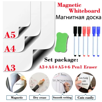 3 Tk A3+A4+A5 Määrata Paketi Magnet Tahvel Kuiv Kustutada White Juhatuse Kontor Ja Köök Magnet Pad Külmkapp Lapsed Joonestuslaud