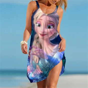 2023 Suvel Magus Külmutatud Elsa Rihmad Näha Läbi Midi Naiste Kleidid Moe 3D Disney Kleit
