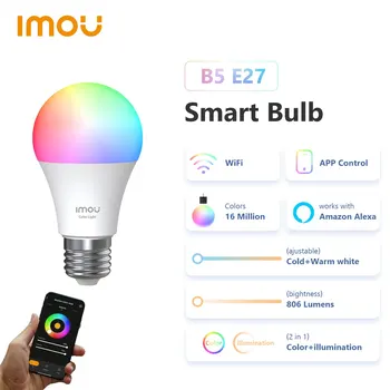 IMOU B5 Smart LED Pirn E26 E27 Valguse RGB Soe/soe Valge Lambi Tööd Alexa Google ' i Kodu Assistent hääljuhtimine Kellaaja Funktsioon