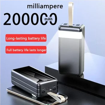 200000mAh Power Bank); 4 USB Super Kiire Chargr PowerBank Kaasaskantav Laadija Digitaalne Ekraan Välise Aku IPhone Samsung