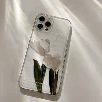 Originaal valge lill silikoon selge pehme telefoni case for iphone xs max xr-x 8 7 plus mini 12 13 11 promax armas tagasi fundas capa