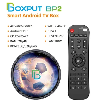 Boxput BP2 TV Box Android 11.0 Amlogic S905W2 AV1 4K Smart Set Top Box BT 4.1 2.4 G 5G Wifi Dual Media Player TVbox HK1 RBOX W2