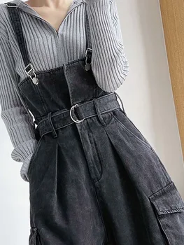 Seksikas Denim Tunked Naistele Uus Vintage Streetwear Jumpsuits Naine Korea Fashion Sirge Lahti Lai Jalg Vabaaja Püksid Teksad