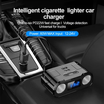 12V-24V Auto sigaretisüütaja Pessa Splitter Pistik LED USB Telefoni Laadija Adapter Pingega Auto sigaretisüütaja pesaga pikendusjuhe
