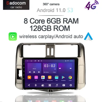 360 Cam Carplay 6G+128G Android 11.0 Auto DVD-Mängija, GPS, WIFI, Bluetooth, Raadio RDS Toyota Land Cruiser Prado 150 2009 - 2013