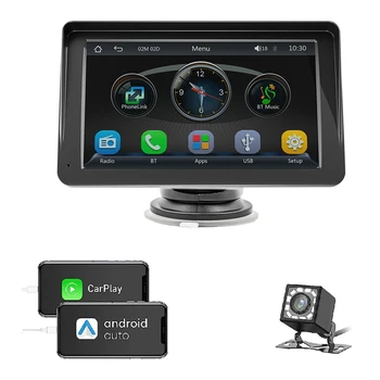 Traadita Carplay Android Auto Auto Raadio Kriips Paigaldada Multimeedia Mängija, Puutetundlik Ekraan, USB-Bluetooth-W/Kaamera Must ABS
