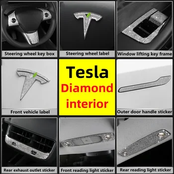 Sest Tesla Mudel 3 Mudel Y Rool Air Vent Windowsi Juhtpaneeli Diamond Teenetemärgi Crystal Interjööri Kleebis-Tarvikud