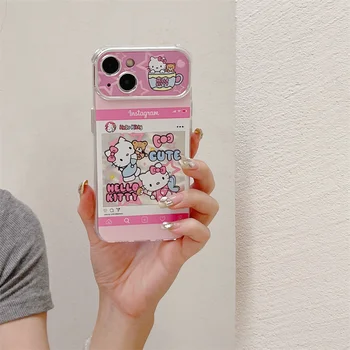 Jaapani Sanrio Hello Kitty Armas Kass Case For iPhone 15 14 13 12 Pro Max Luksus Cartoon Vee Sulin Galvaniseeritud Tagasi Telefoni Puhul