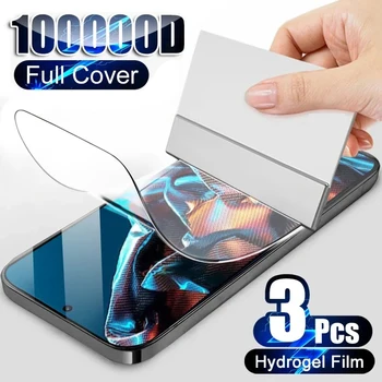 3TK Täielikult Katta Hüdrogeeli film Xiaomi Poco F5 F4 GT X5 X4 M4 Pro 5G M5 M5s C55 C51 C50 C40 F3 X3 NFC Screen Protector Film