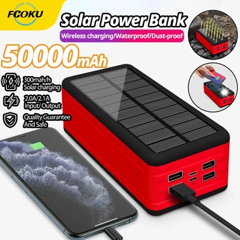FCOku Power Bank 50000mAh Suure Mahutavusega (Solar Power Bank Multiport Välise Aku Koos LED Valgus iphone Xiaomi Huawei Kuum