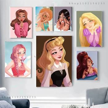Disney Printsess Anna Elsa Lõuend Maalid Cartoon Naljakas Tüdruk Plakat ja Print Seina Art elutuba Decor Kodu Kaunistamiseks