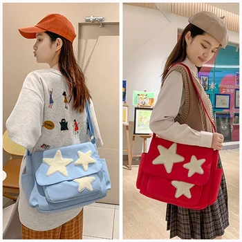 Trendikas Viie osutas Star Muster Õlg Crossbody Kott Y2k College Messenger Bag Suure Mahutavusega Naiste Shopping Commuter Kott