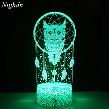 Nighdn Öökull 3D Illusioon Lamp, 7 Värviga Touch Tabel Laua LED Night Light Sünnipäev Jõulud Kingitus Poistele Tüdrukute Tuba Decor