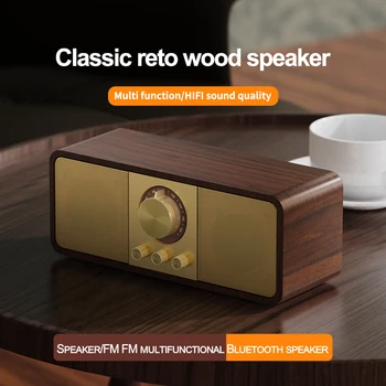 Puidust Traadita Bluetooth-Kõlarid Retro Klassikaline Soundbox Super Bass Subwoofer FM-Raadio Toetab TF U Disk AUX-IN Muusika Taasesitus
