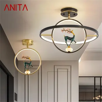 ·ANITA Messing laevalgusti Kaasaegne Luksus Jade Lamp Inventar LED Loominguline Kodus, Söögituba Ruumi Kaunistamiseks