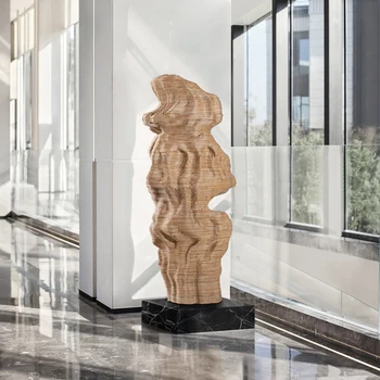Skulptuur kunsti müügiesindus korrus kaunistused, suur abstraktne puidu nikerdamiseks shopping mall paigaldus