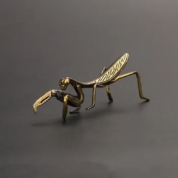 Retro Vask Messing Putukate Mantis Kaunistused Käsitöö elutuba Tee Tabel Mikro-nikerdamist Kunsti Kodu Kaunistamiseks a0533