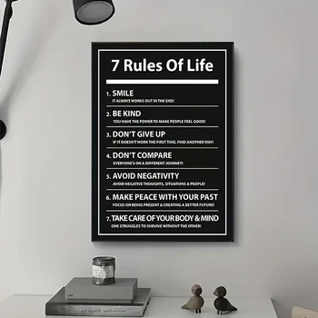 7 Reegleid Elu Kirja Motiveerivat Quote Plakat Inspiratsiooni Lõuendile Maali Pildid Seina Art Pilte Office-Kodu Kaunistamiseks