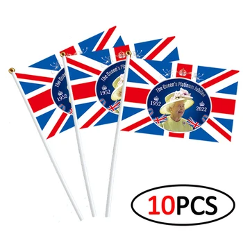 10tk/set 2022 Kuninganna Jubilee Platinum Kaunistused Au Aastat Pidu Banner Pool Kaunistused Briti Lippu Lehvitades
