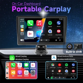 9 tolline Kaasaskantav Auto Raadio koos DVR Traadita Apple Carplay Android Auto MP5 Multimeedia Video Mängija, Stereo Autoradio Puutetundlik Ekraan