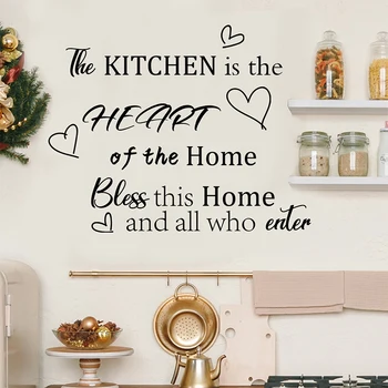 Inglise loosung Köök armastus seina kleebis köök kodu kaunistamiseks seina kleebis isekleepuvad