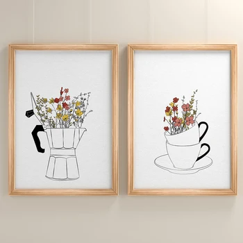 Kohvi Hinnapakkumisi Kunsti Plakatid Lill, Kohvi Masin, Köök Väljavalitu Kingitus Lõuendile Maali Kaasaegne Minimalistlik Seina Pilte Home Decor