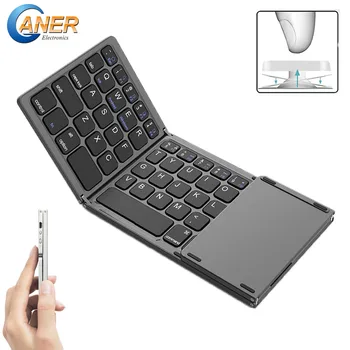 Mini folding klaviatuur Bluetooth Kokkupandav Juhtmevaba Klaviatuur koos Touchpad Windows for Android, ios Tablet ipad Telefon