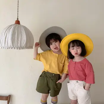 Mood Baby T-särk, Lühikesed Varrukad Lapsed Tee Solid Color Poisid Tüdrukute Puuvillased Vabaaja Tops Jaapani Stiilis Laste Riideid Armas