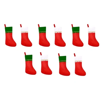 10TK Jõulud ladustamine Goodie Bag Lahtiselt Sokid Kamin Decor Sokk Rippuvad Sokid Ripuvad Sokk Decor 14X6.3Inch Punane Lihtne Kasutada