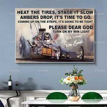 Lohistage Auto Racing Racing Juhi Võidusõiduauto Plakat Soojuse Rehvid Etapis Aeglane Ambers DropPoster Home Decor Pildid Seina Art Lõuend