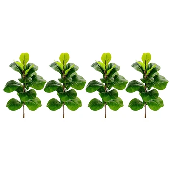 4X Kunstlik Taimed Viiul Leaf Joonis Faux Ficus Lyrata Puu Võltsitud Rohelise Põõsaste Rohelusest Aed Veranda Akna Kasti Decor