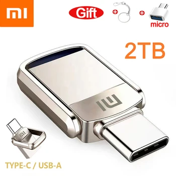 XIAOMI 2TB Metallist U-Disk 2 IN 1 OTG 1024GB 64GB Flash Drive USB-3.1 512 gb 1 TB Pen Drives Memory Stick C-Tüüpi Adapter Kingitused Uus