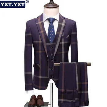 Elegantsed Ülikonnad, mis on mõeldud Meestele, 2023 Uued Vabaaja Äri Bleiserid, Püksid, Vest Komplekt 3 Tükki Set Meeste Luksuslik Ametliku Ülikond Pulm