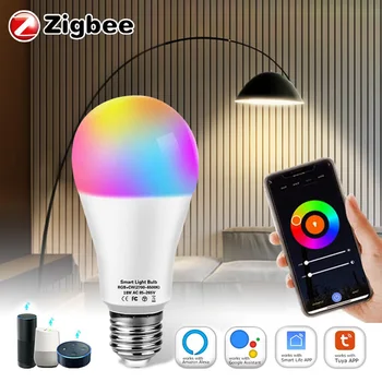 Tuya Zigbee 3.0 Smart Lamp E27 Led Pirn 12W 15W 18W RGB+WW+CW LED Lamp Smart Lambid Töötavad Alexa Amazon, Google Assistent