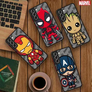 Marvel Avengers Fundas Samsung Galaxy S22 S23 S20 S21 Ultra FE S10 S9 S8 Pluss Jäätunud Poolläbipaistev Telefon Juhtudel Deadpool Groot